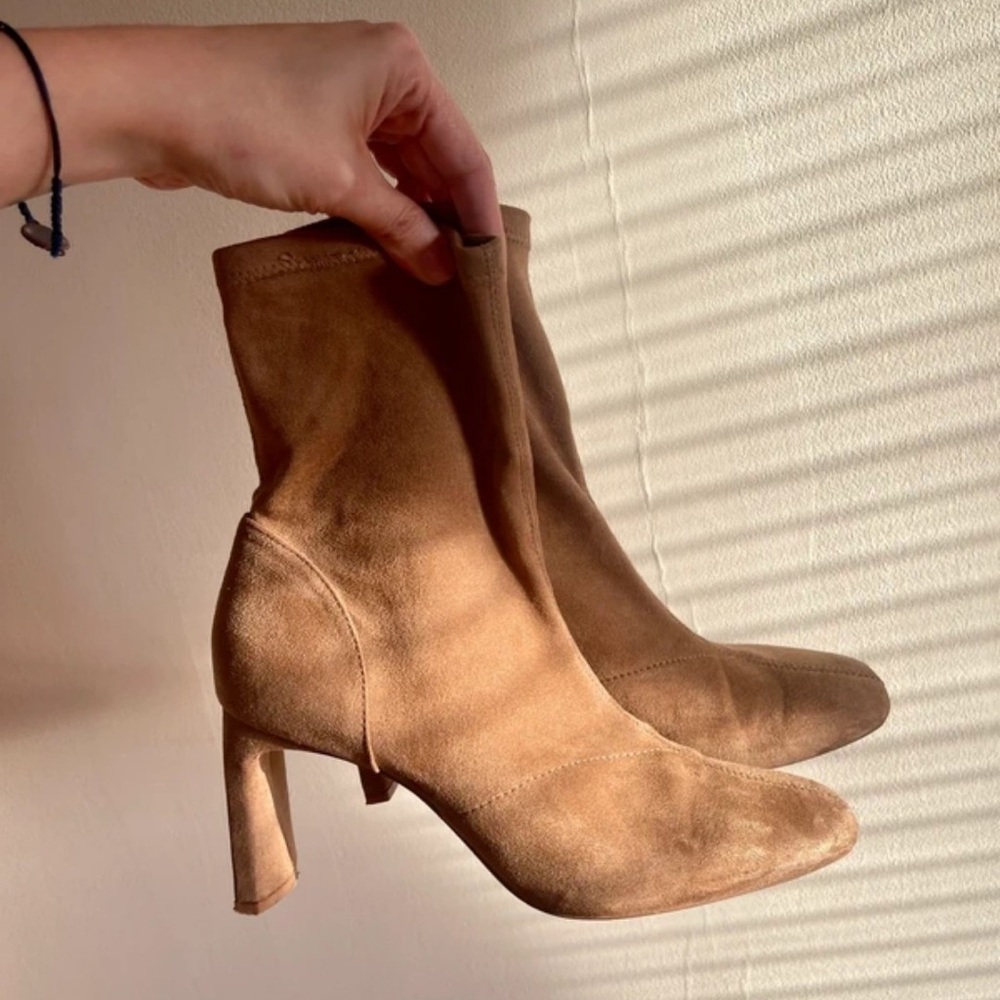 Bershka Tan Suede Heeled Boots
